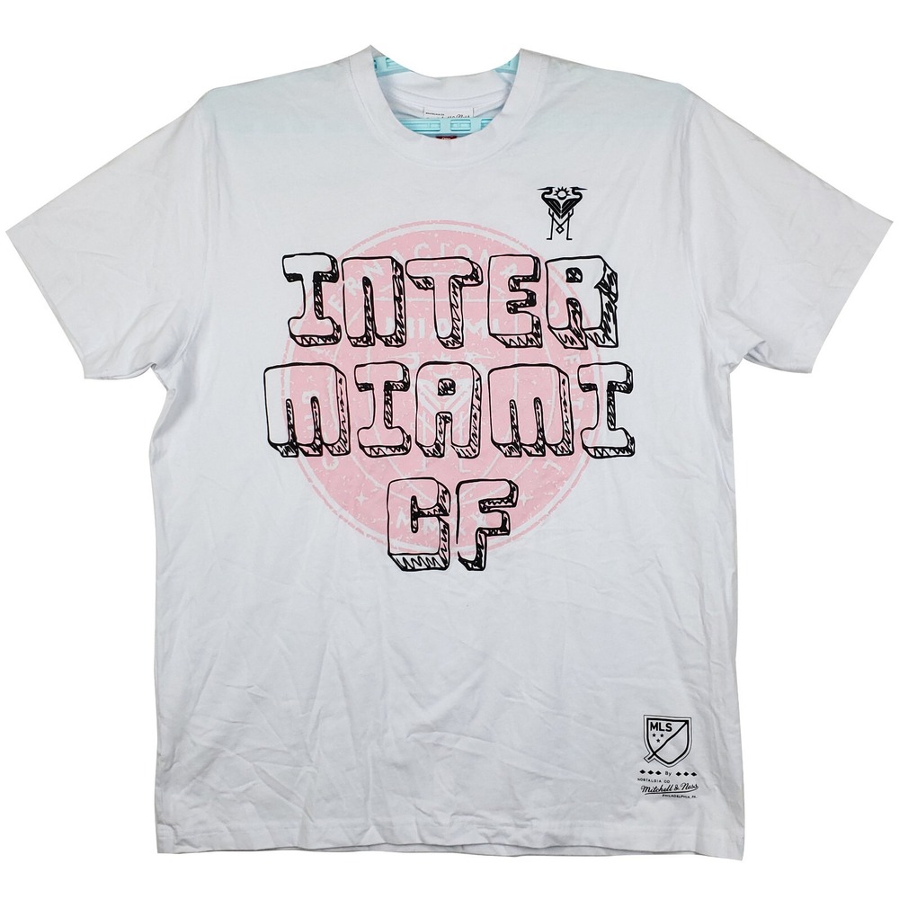 Inter Miami CF Mitchell & Ness MLS Large Shirt 3D Puff‎ Print on Back White New